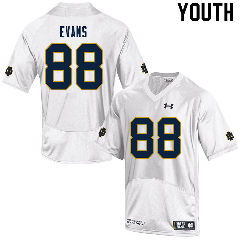 Youth NCAA Notre Dame Fighting Irish #88 Mitchell Evans Stitched College Under Armour Authentic White Football Jersey NT10S38ZG